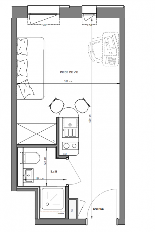 Studio à Faches-Thumesnil, Studio 127 LILLE METROPOLE