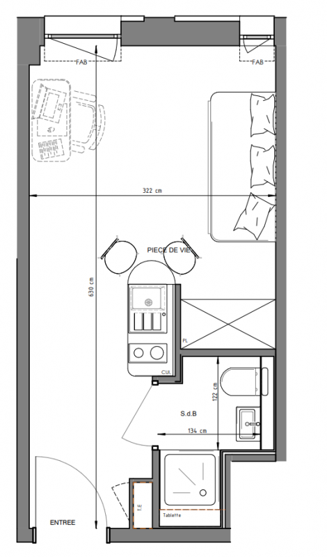Studio à Faches-Thumesnil, Studio 127 LILLE METROPOLE