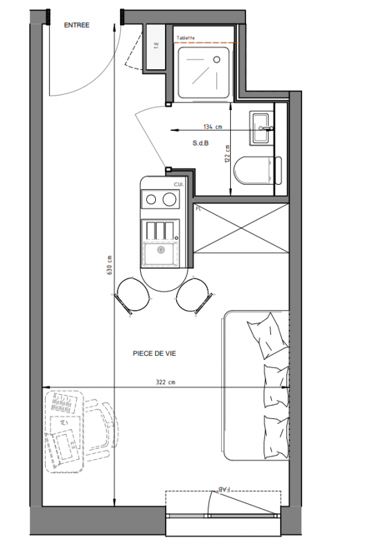 Studio à Faches-Thumesnil, Studio 127 LILLE METROPOLE